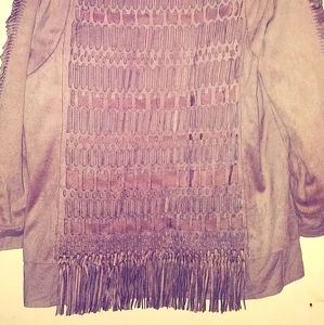 Chicos brand lightweight fringe jacket